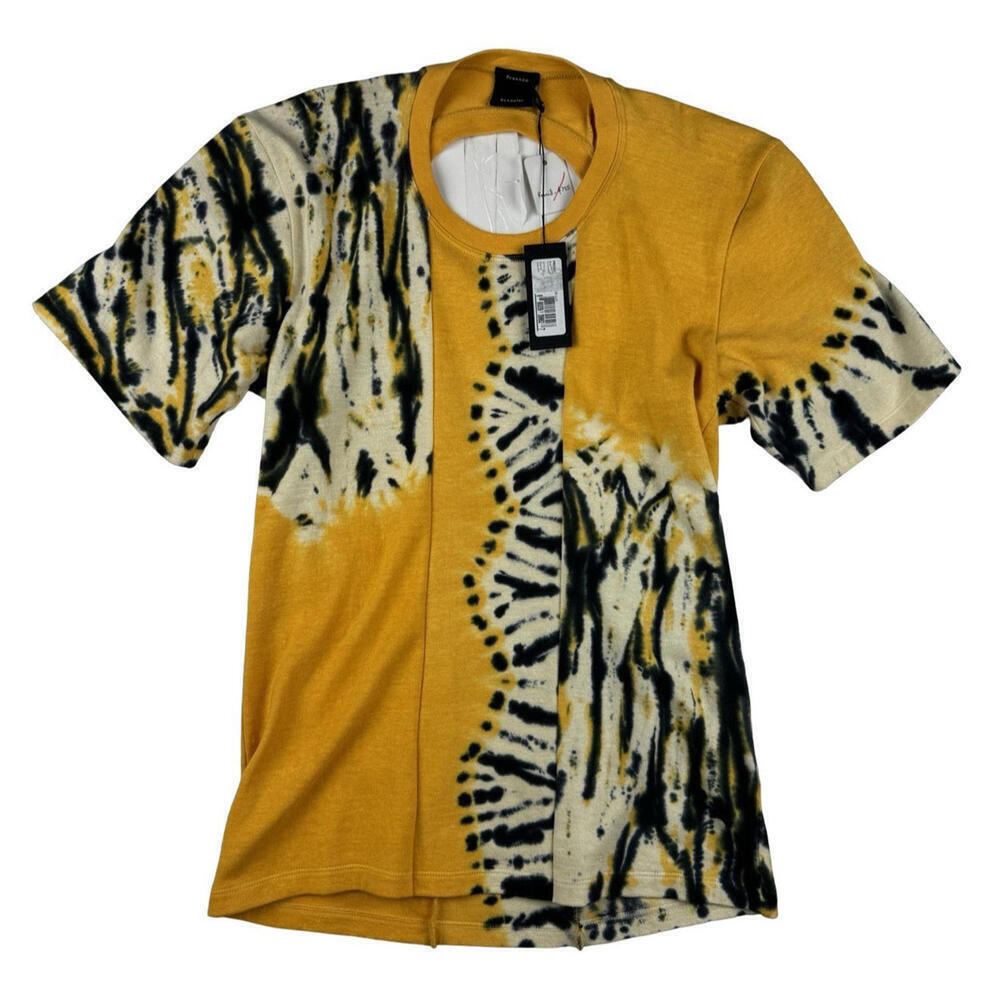 Proenza Schouler Tie Dye Cutout Cotton T-Shirt Yellow Size XS